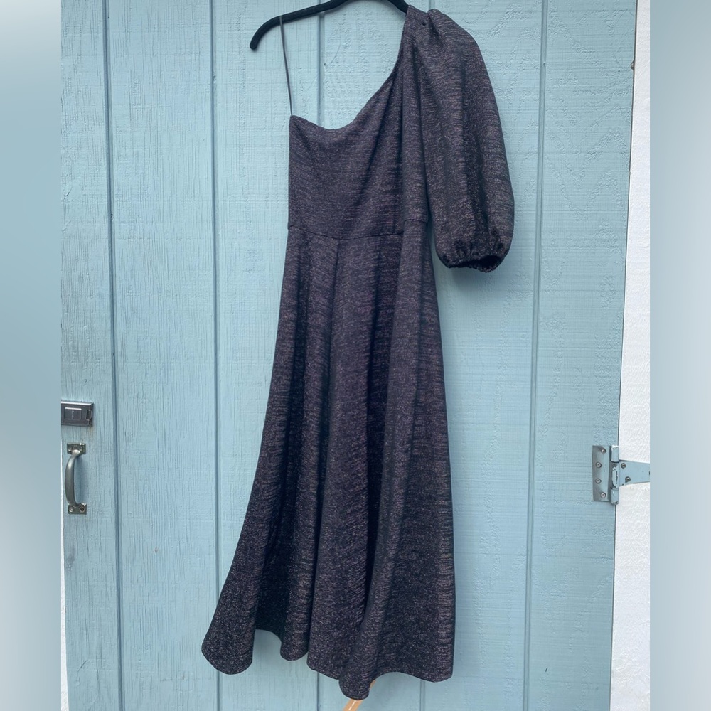 Brand new with tags Reformation asymmetrical sparkly dress with puff sleeve